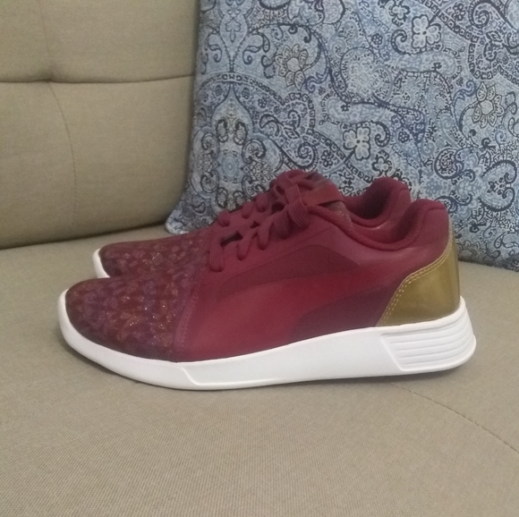 Puma ST Trainer Evo Gleam sneakers red plum gold NWOT - Picture 7 of 8